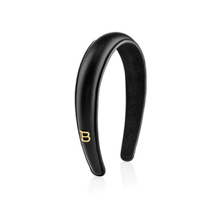 BALMAIN Black Leather Puffed Headband - TBBS