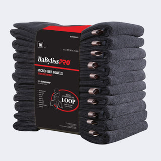 BABYLISS Black Microfiber Towels (10/Pack)