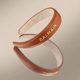 BALMAIN Cognac Leather Headband - Large - TBBS