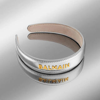 BALMAIN Leather Headband Large Silver FW23 - TBBS